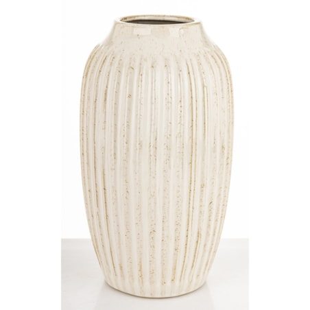 Osłonka wazon ceramiczny prążkowany 31x16x16 cm FIBI-2 biały