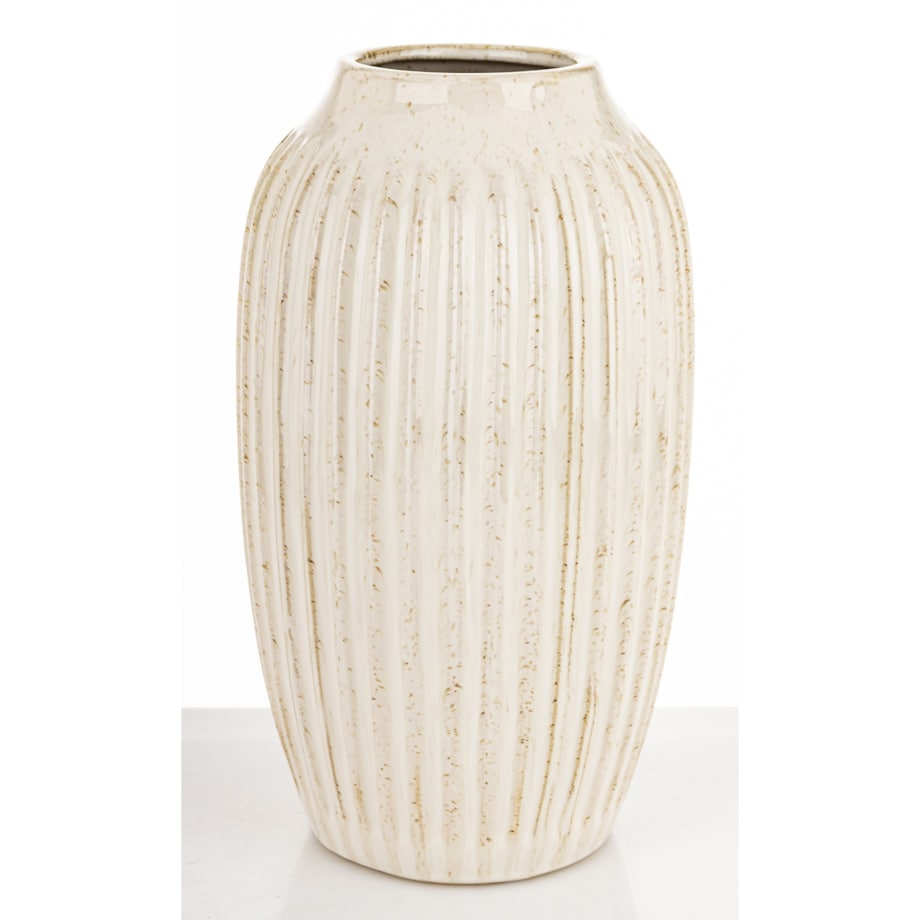 Osłonka wazon ceramiczny prążkowany 31x16x16 cm FIBI-2 biały