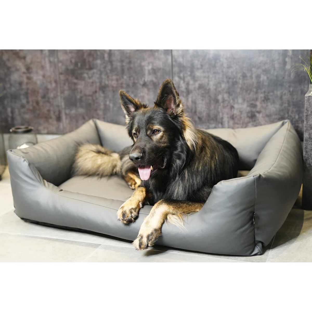 Legowisko dla psa z ekoskóry MARIO, 140x110 cm, Szary