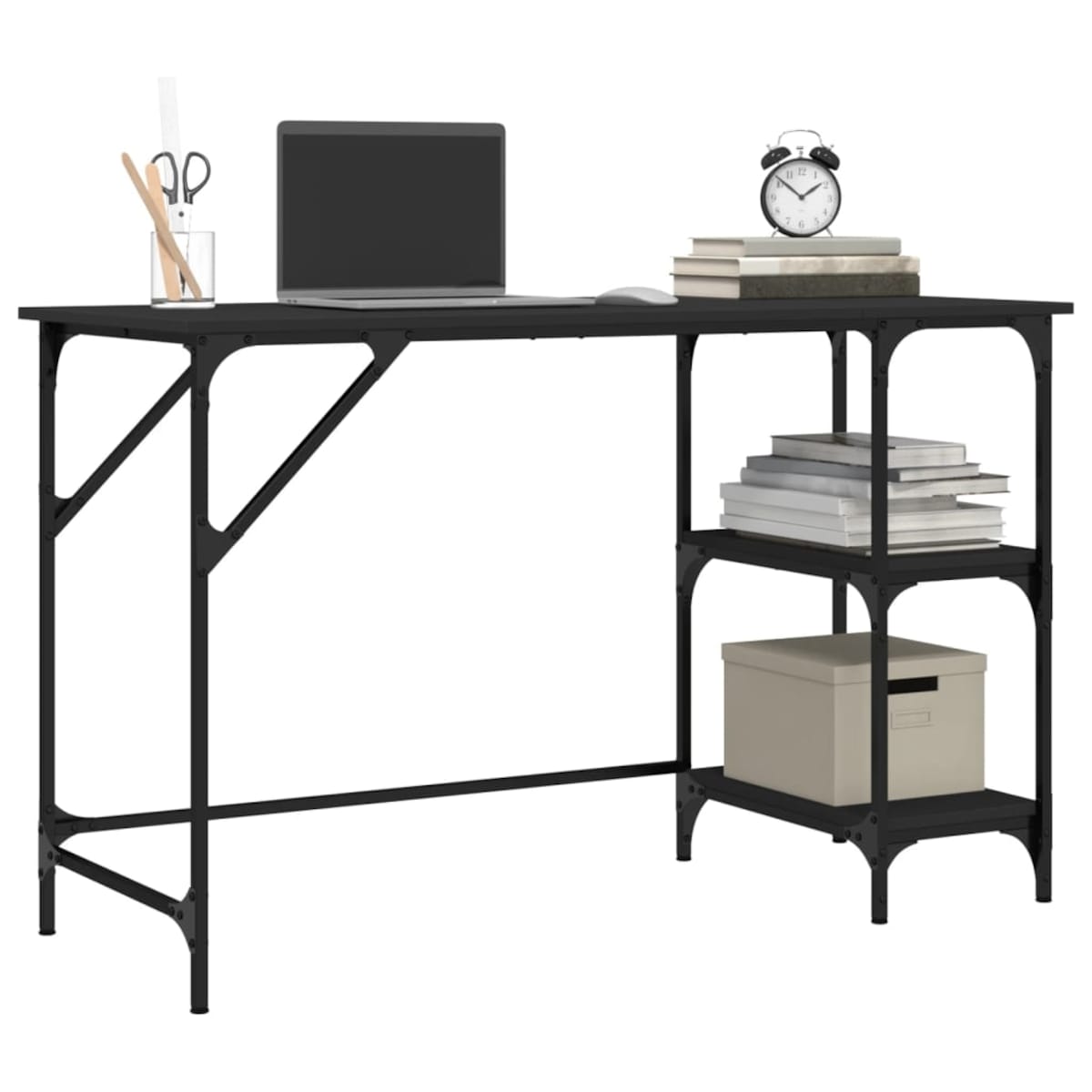 vidaXL Biurko, czarne, 120x50x75 cm, metal i materiał drewnopochodny