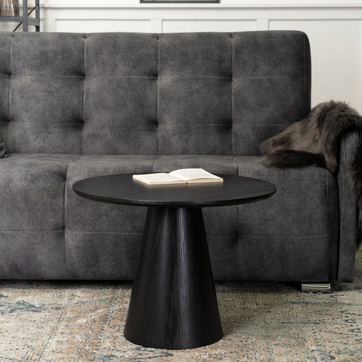 Stolik Kawowy Okrągły Czarny Mały Nowoczesny Mała Okrągła Ława CASSANDER