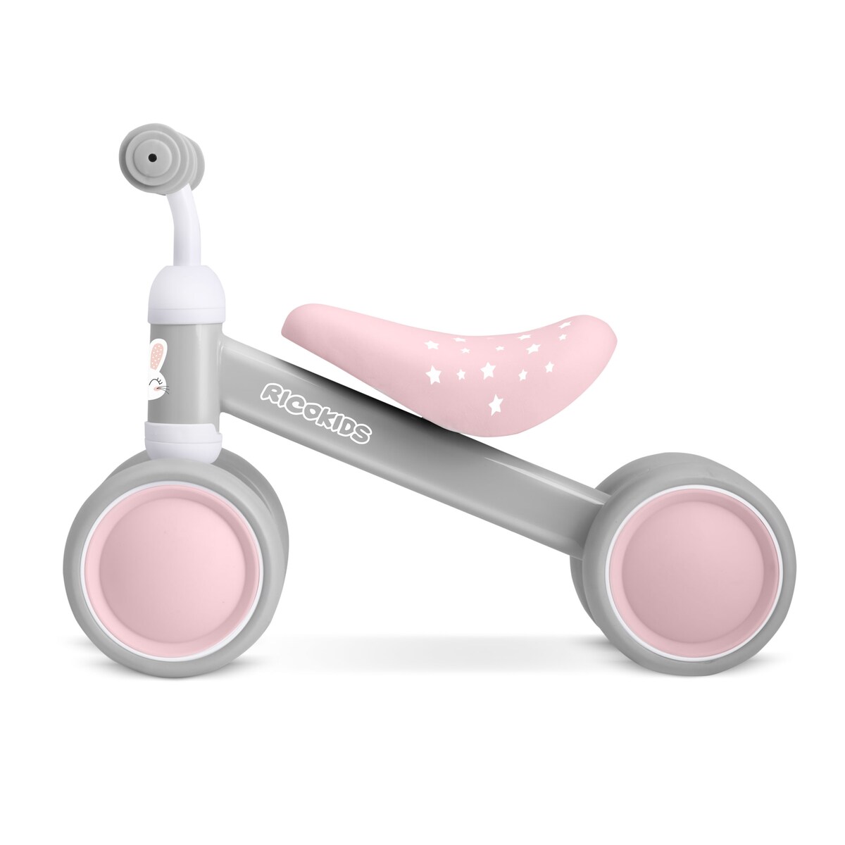 Rowerek biegowy trójkołowy jeździk dla dzieci lekki Ricokids szaro-różowy