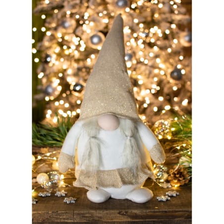 Skrzat Świąteczny Krasnal Gnom Mikołaj Na Święta Dekoracja Beżowy