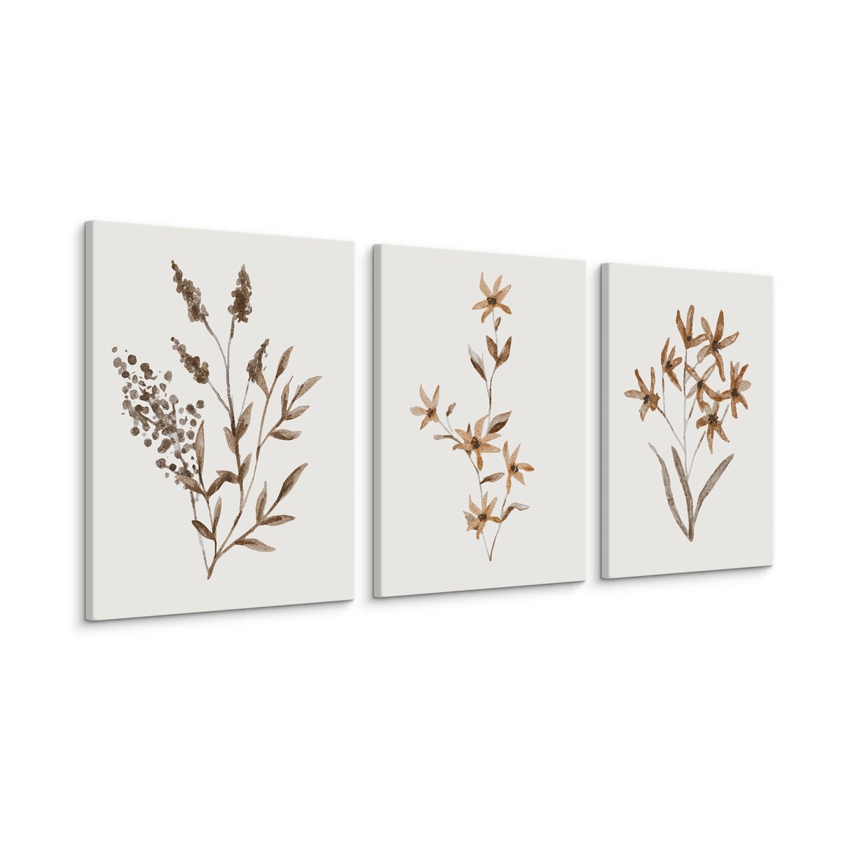 ZESTAW 3X OBRAZ DO SALONU SYPIALNI DELIKATNE MALOWANE KWIATY BOHO 30x40cm
