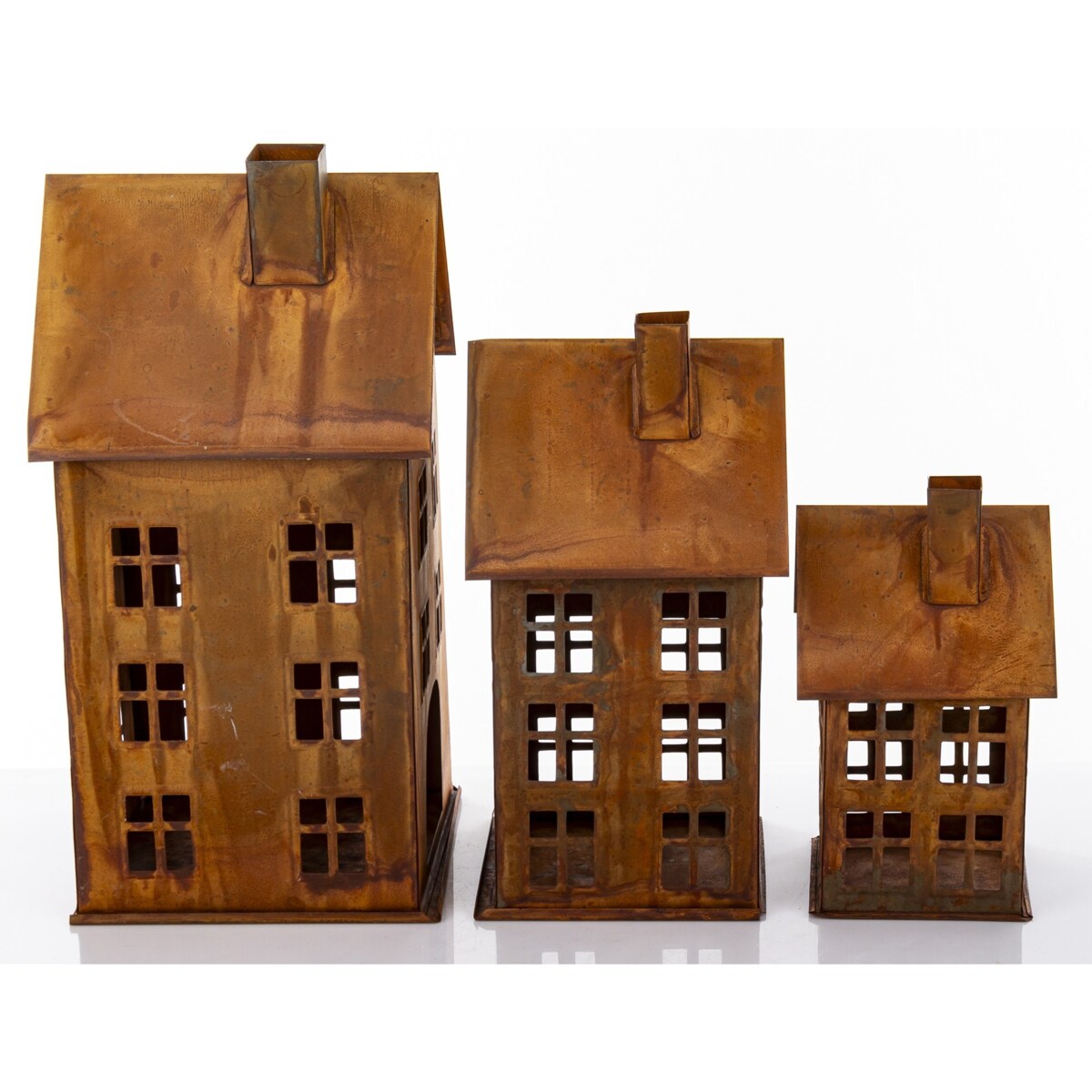 Domek metalowy 3 szt. 38,5x18,5x19,5 cm BAGNOLE rdzawy