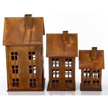 Domek metalowy 3 szt. 38,5x18,5x19,5 cm BAGNOLE rdzawy