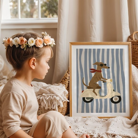 plakat pies na vespie 70x100