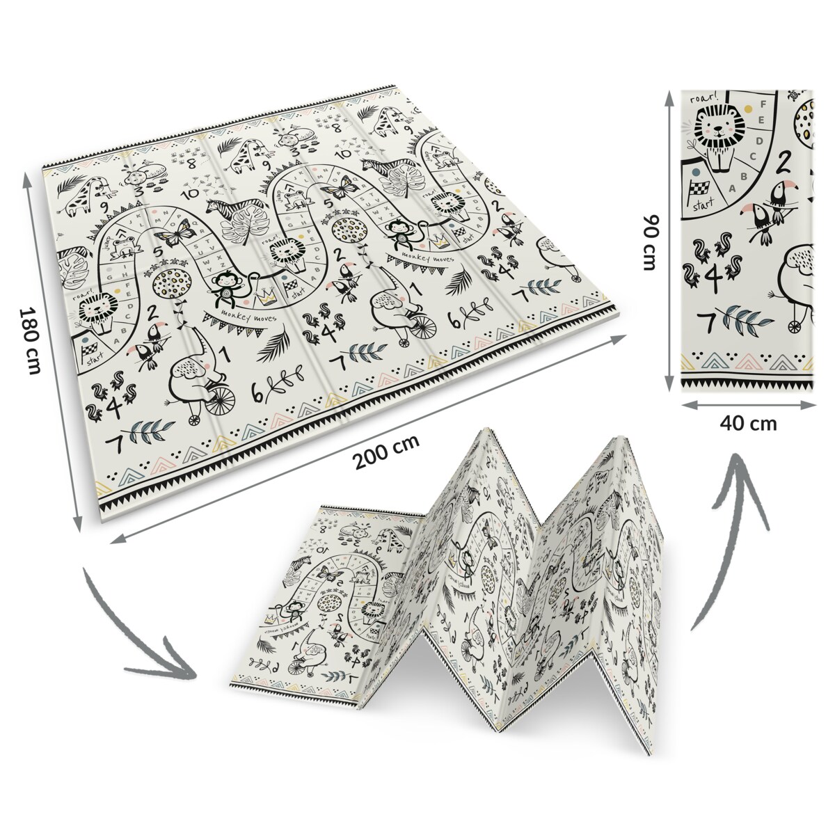 Mata piankowa edukacyjna składana dla dzieci duża 180x200 pianka xpe Nukido