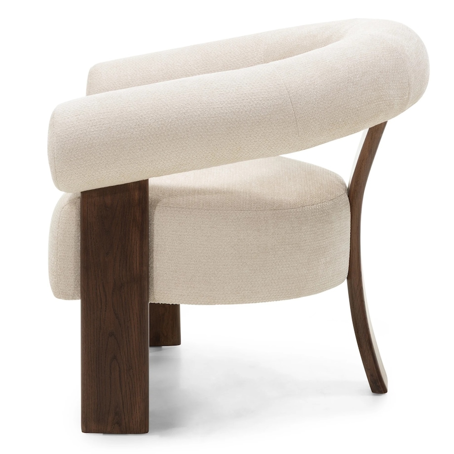 Fotel wypoczynkowy kremowy bouclé/dąb orzech Ilady