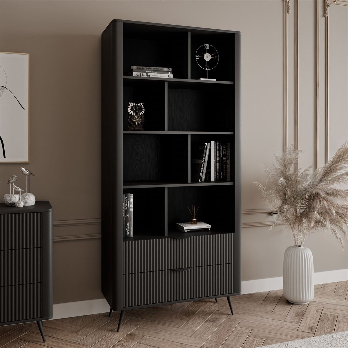 Regał SCARLETT z szufladami czarny