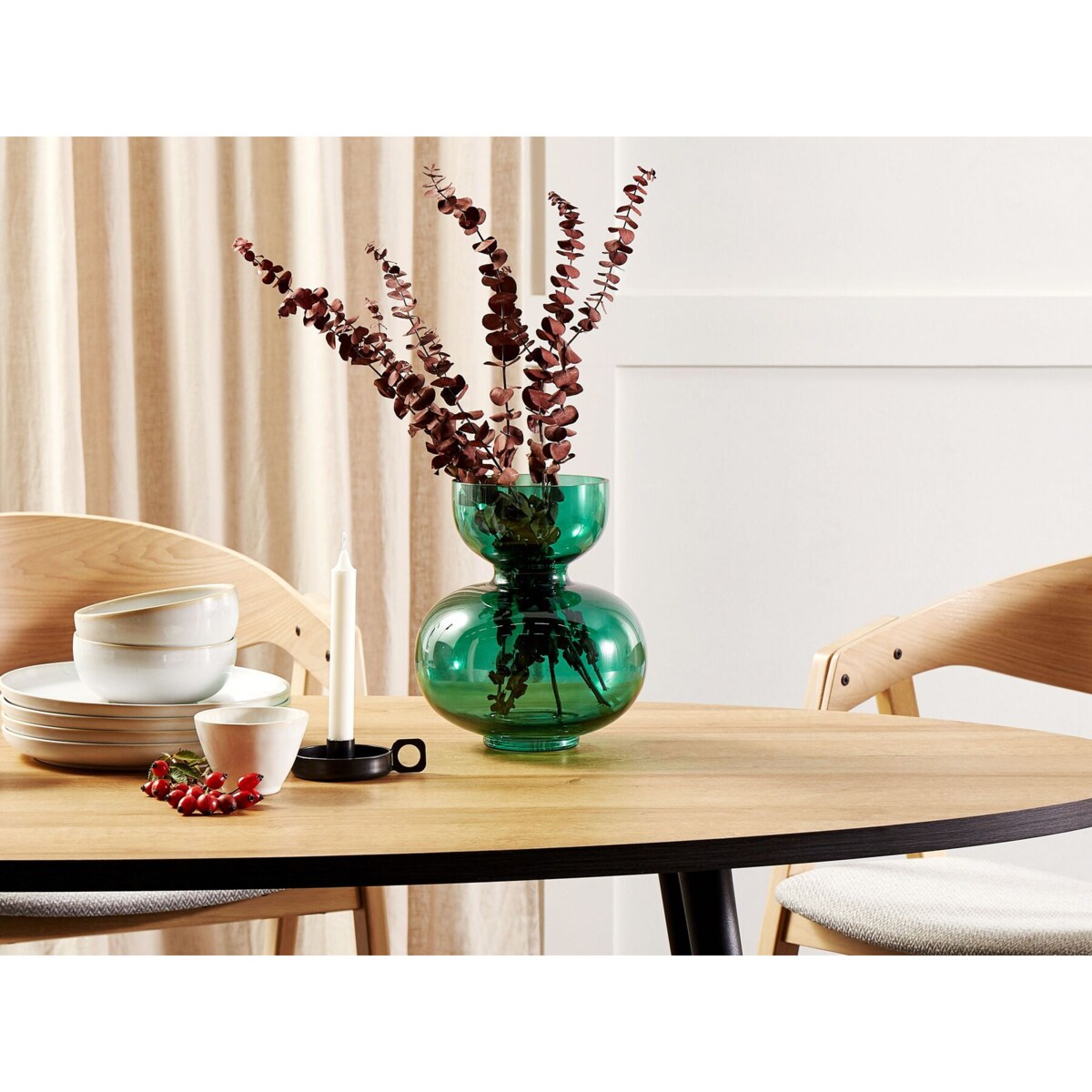 Wazon na kwiaty szklany 27 cm zielony PALAIA