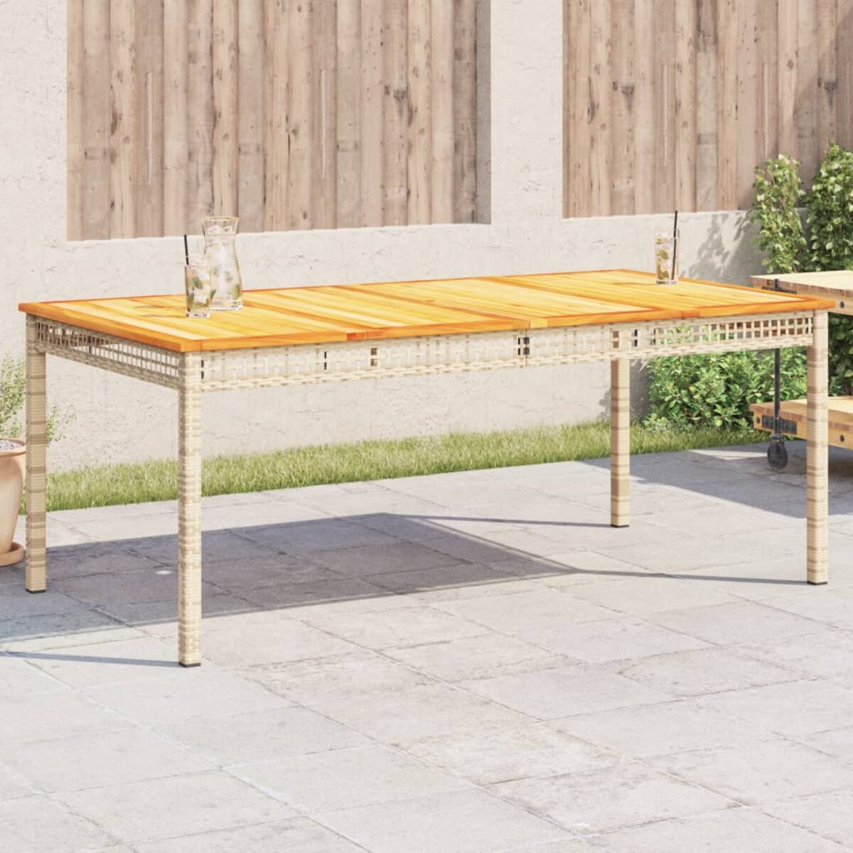 vidaXL Stół ogrodowy, beżowy, 180x90x75 cm, polirattan i akacja