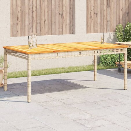 vidaXL Stół ogrodowy, beżowy, 180x90x75 cm, polirattan i akacja