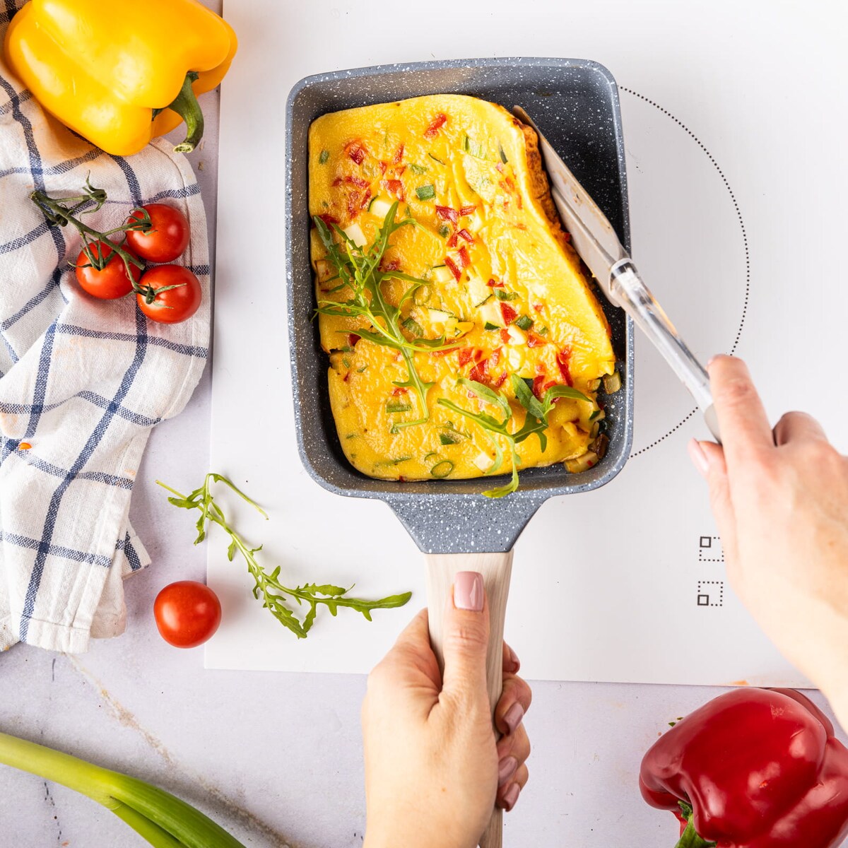 Patelnia tradycyjna marmurkowa prostokątna głęboka 18x14cm SZARA KLAUSBERG