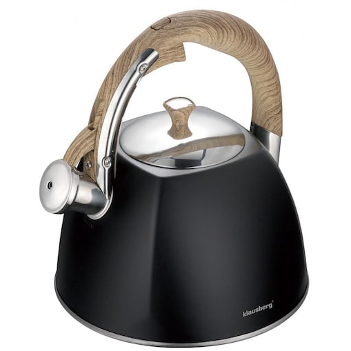 Czajnik stalowy z gwizdkiem lakierowany 3.0L czarny matowy KLAUSBERG