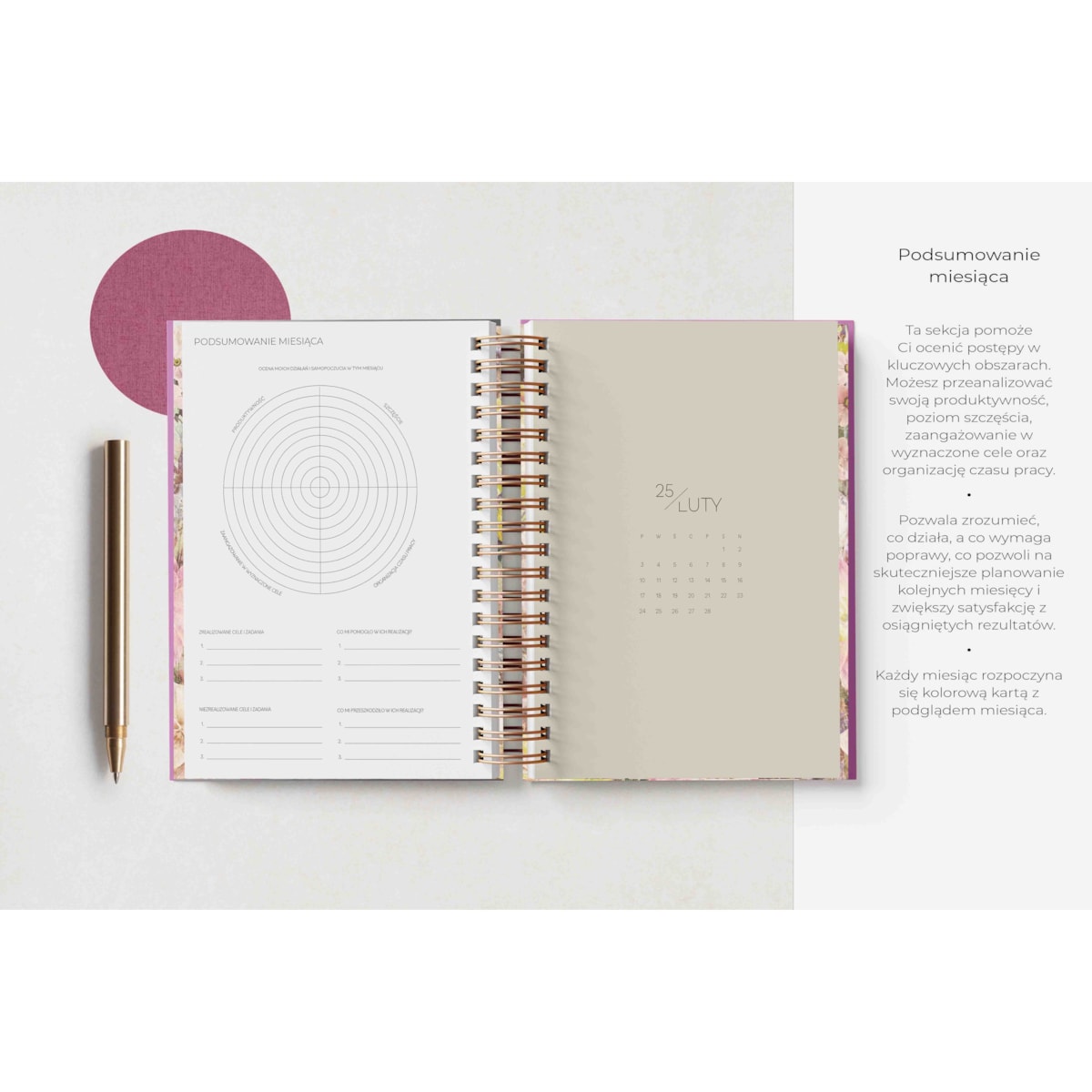 Planner dzienny na spirali 2025 – Poema Rosado