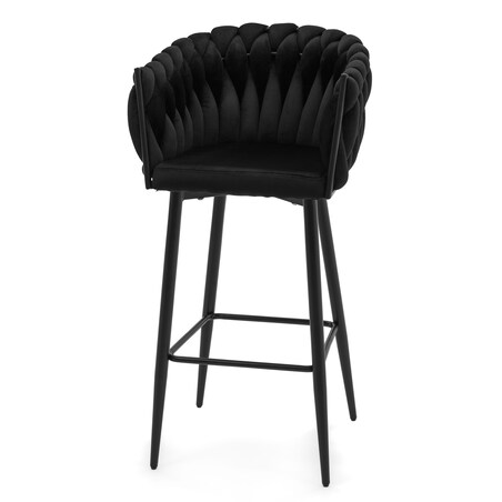 Hoker tapicerowany welurowy pleciony do salonu jadalni barowy glamour LATINA