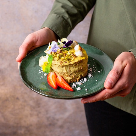 Serwis obiadowy Uminami zielony na 6 osób 18 szt. Nowoczesny Do zmywarki Komplet talerzy