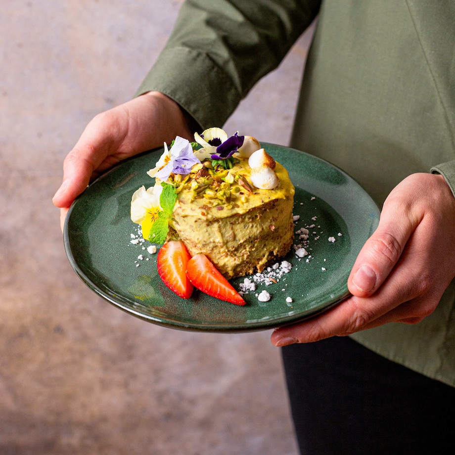 Serwis obiadowy Uminami zielony na 6 osób 18 szt. Nowoczesny Do zmywarki Komplet talerzy