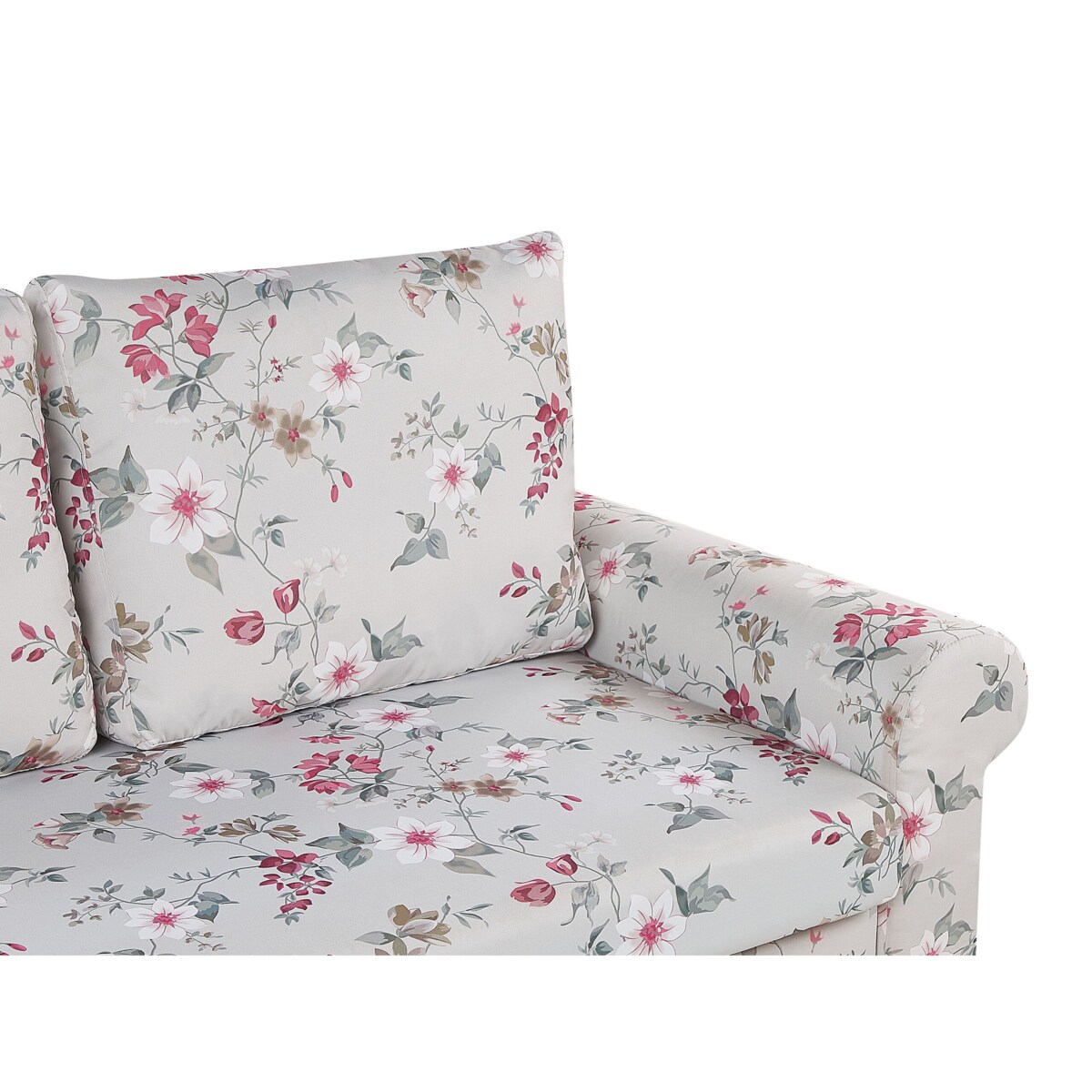 Sofa rozkładana w kwiaty jasnoszara SILDA