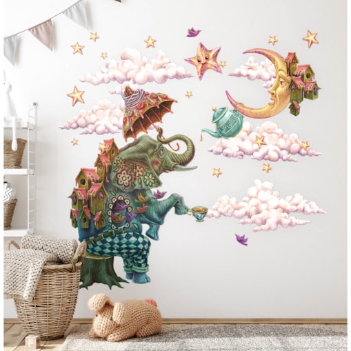 Zestaw naklejek na ścianę, Zwierzęta z bajki - słoń, 80cm