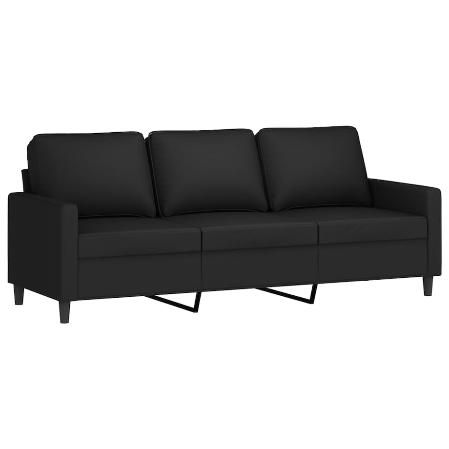 vidaXL Sofa 3-osobowa, czarny, 180 cm, tapicerowana aksamitem