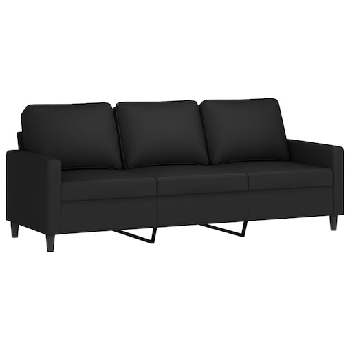 vidaXL Sofa 3-osobowa, czarny, 180 cm, tapicerowana aksamitem