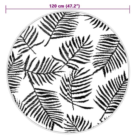 vidaXL Dywan na zewnątrz, ARAKIL biało-czarny, Ø120 cm, PP