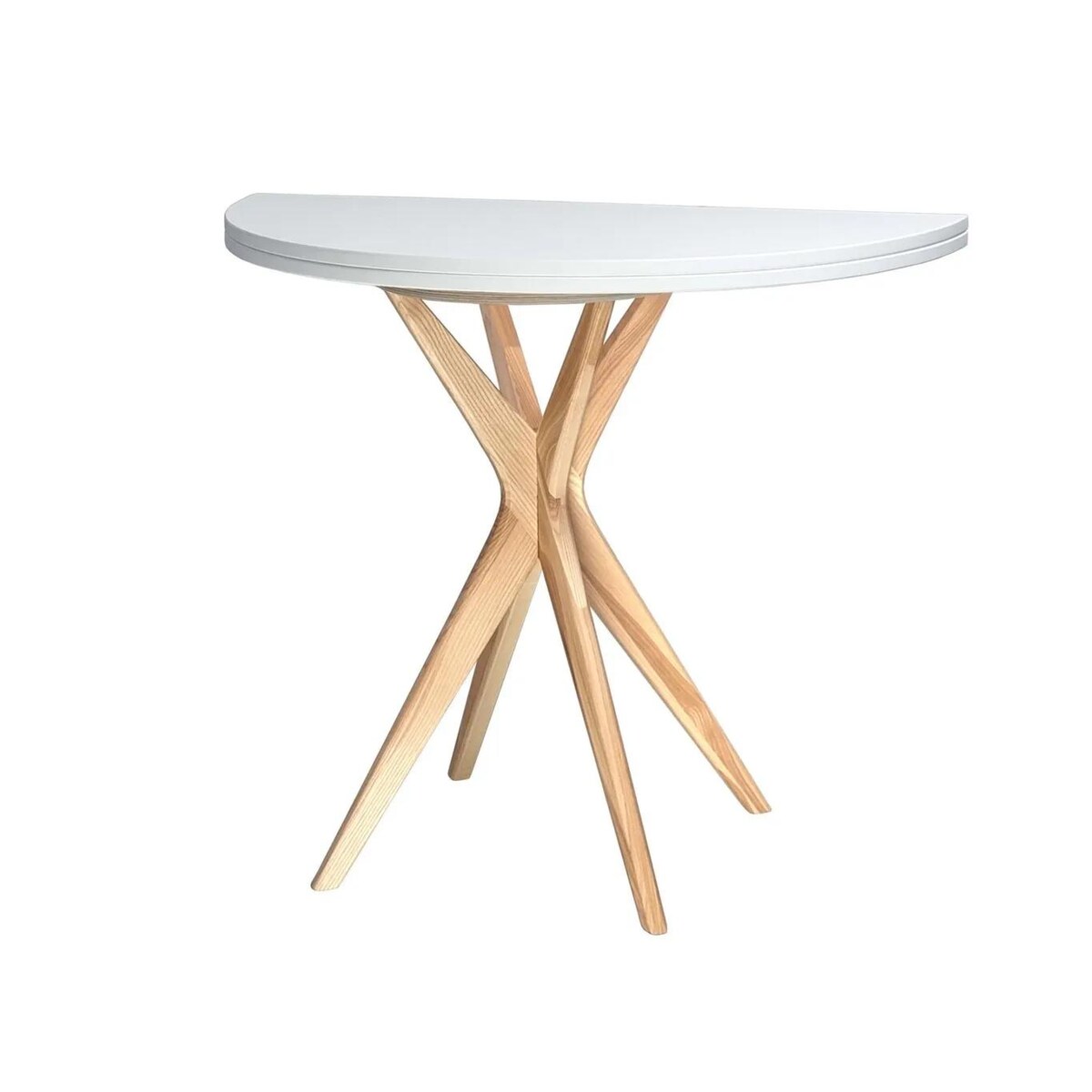 Stół półokrągły CUTTI 90x90 rozkładany biały/jesion