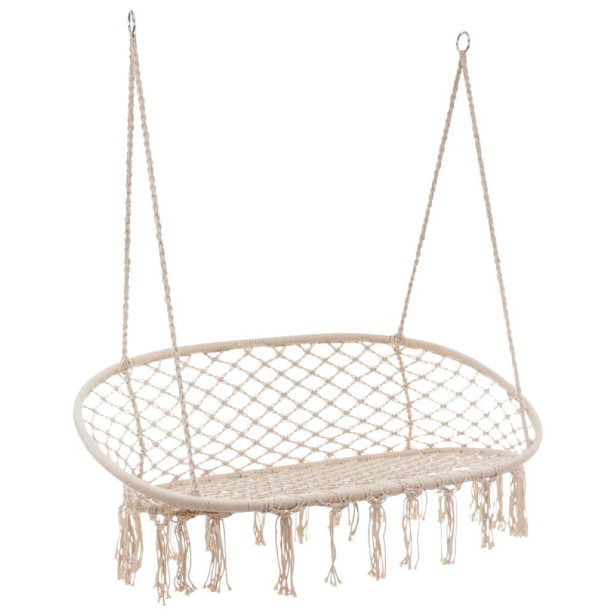 Fotel wiszący dwuosobowy Boho beżowy huśtawka