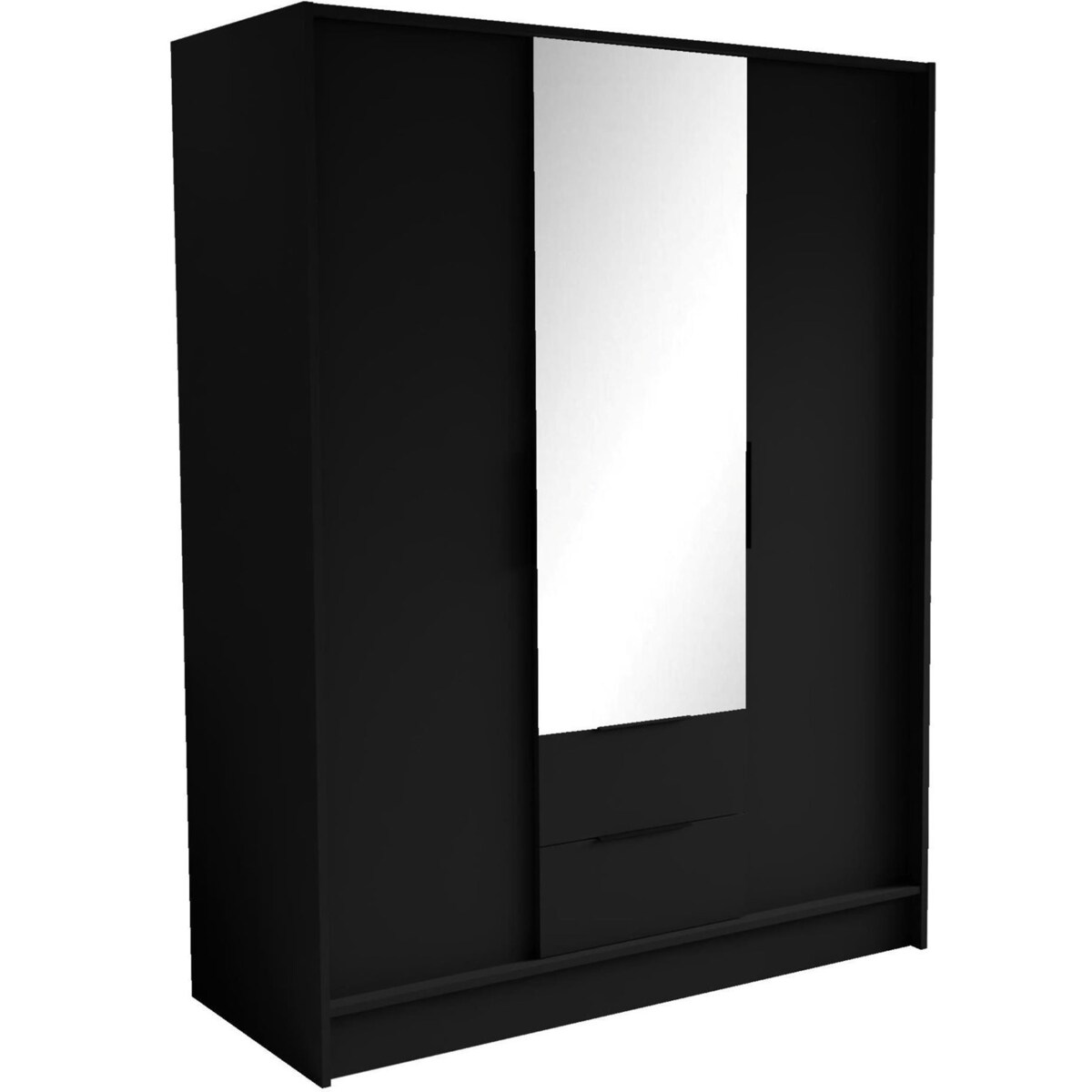 Szafa NIKOLA 150 z lusterem i regulowanymi półkami do przedpokoju -czarna