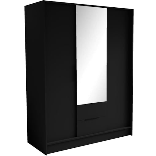 Szafa NIKOLA 150 z lusterem i regulowanymi półkami do przedpokoju -czarna