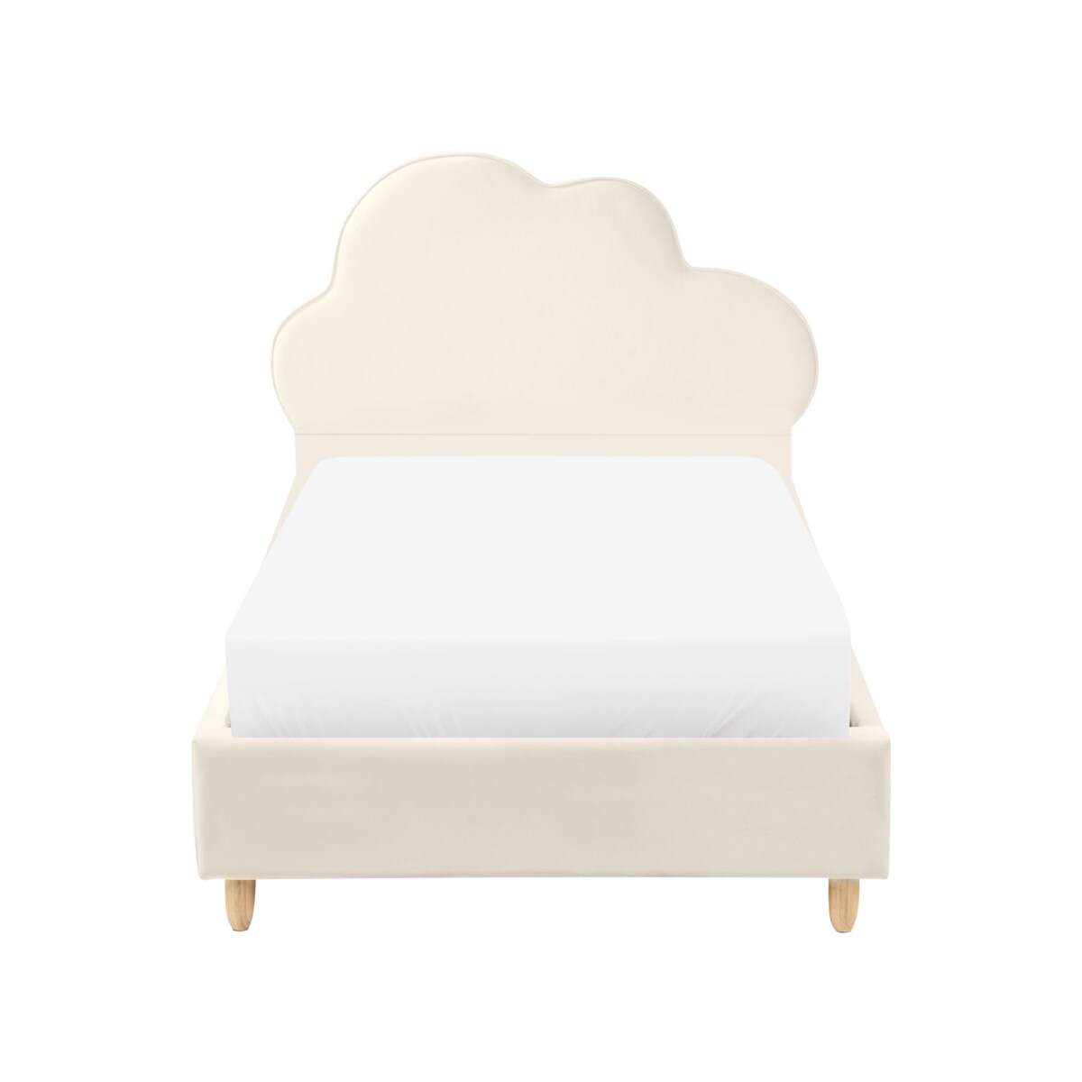 Łóżko dziecięce Chmurka Welur BELLEVUE 90 x 200 cm Jasnobeżowy