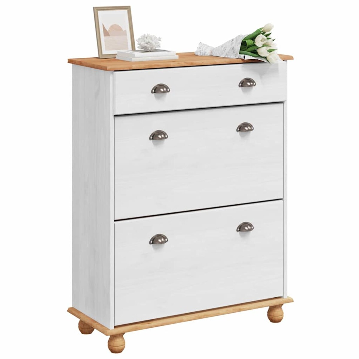 vidaXL Szafka na buty ASKIM Biały 85 x 35 x 108 cm Lite drewno sosnowe