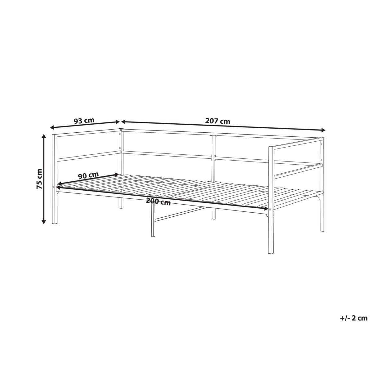 Łóżko metalowe 90 x 200 cm białe BATTUT
