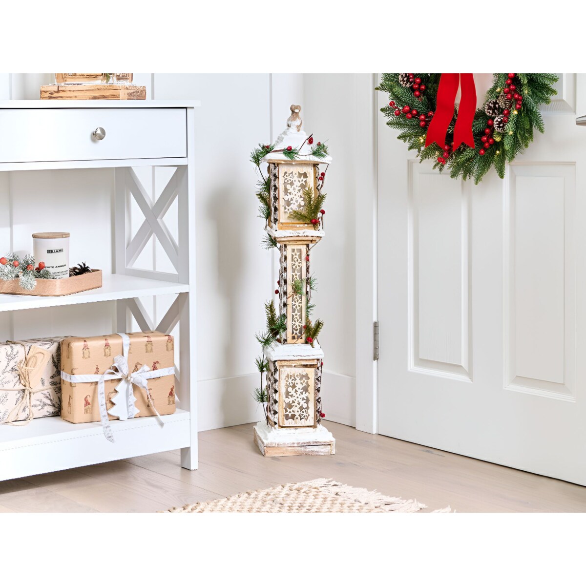 Dekoracja świąteczna LED LENTIRA Latarnia 80 cm Jasnobrązowy