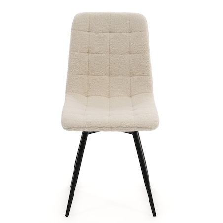 Krzesło tapicerowane obrotowe do salonu ARCO jasnobeżowy boucle