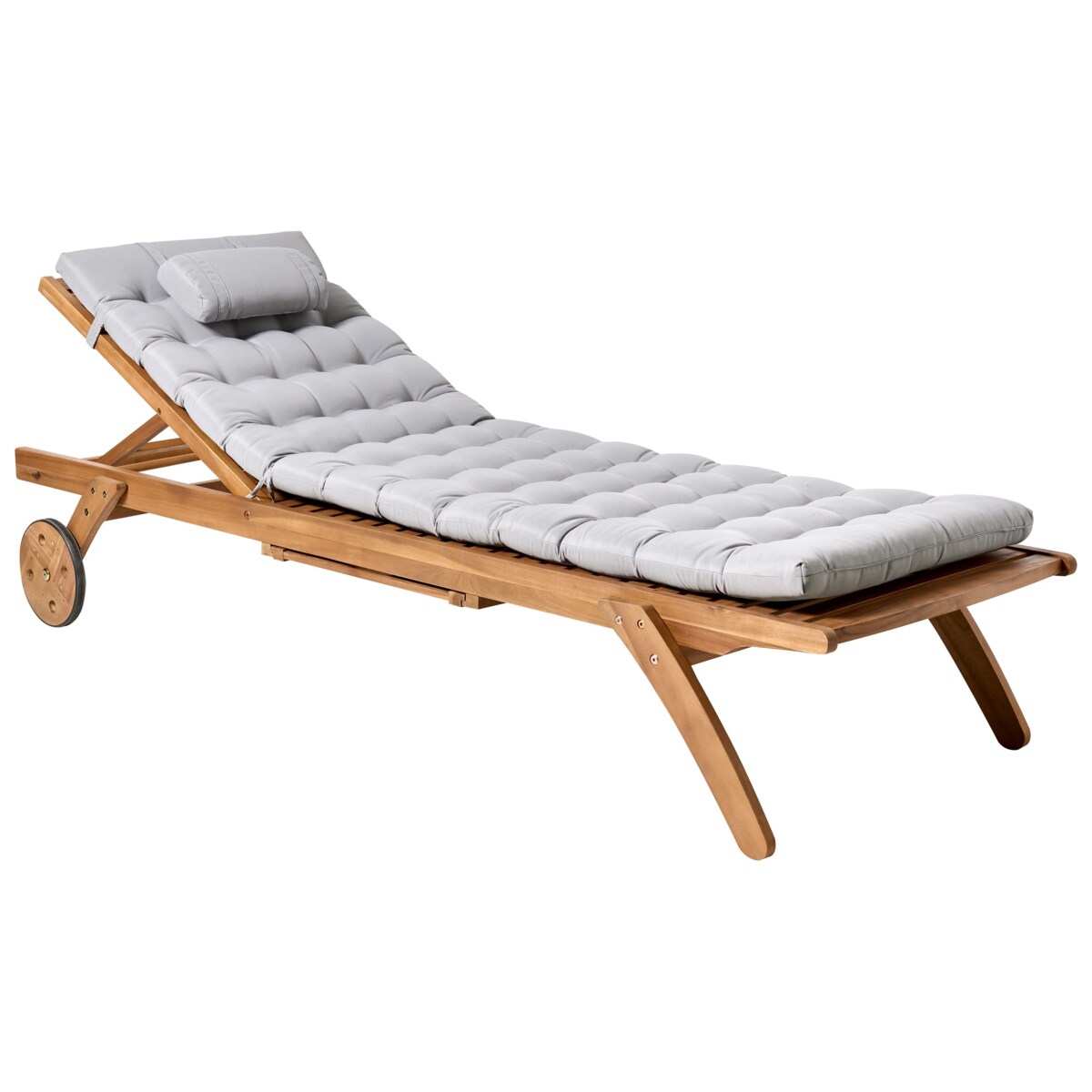 Leżak ogrodowy z poduszką CESANA PREMIUM Drewno akacjowe Jasnoszary