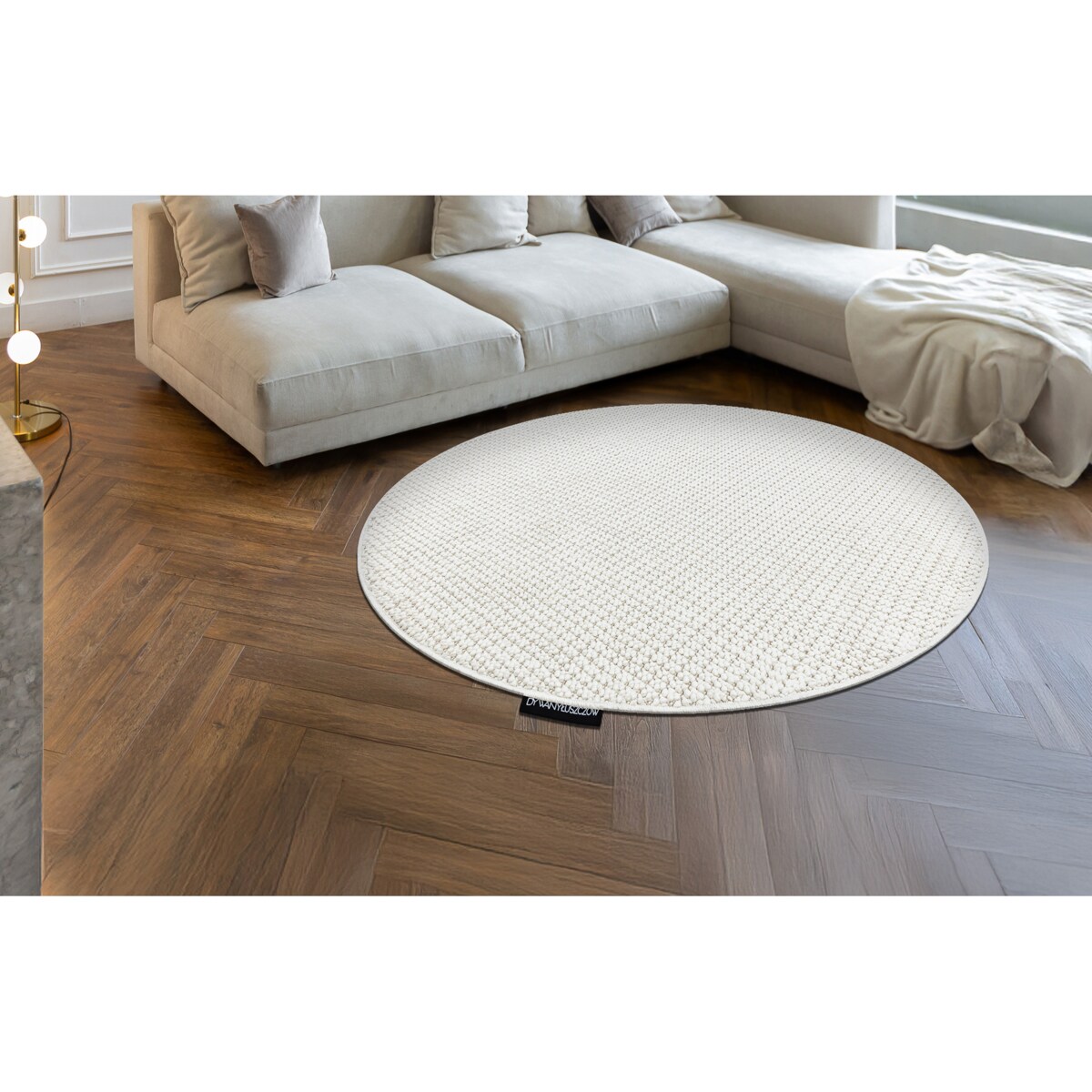 Dywan CASABLANCA LOOP koło biały koło 100 cm