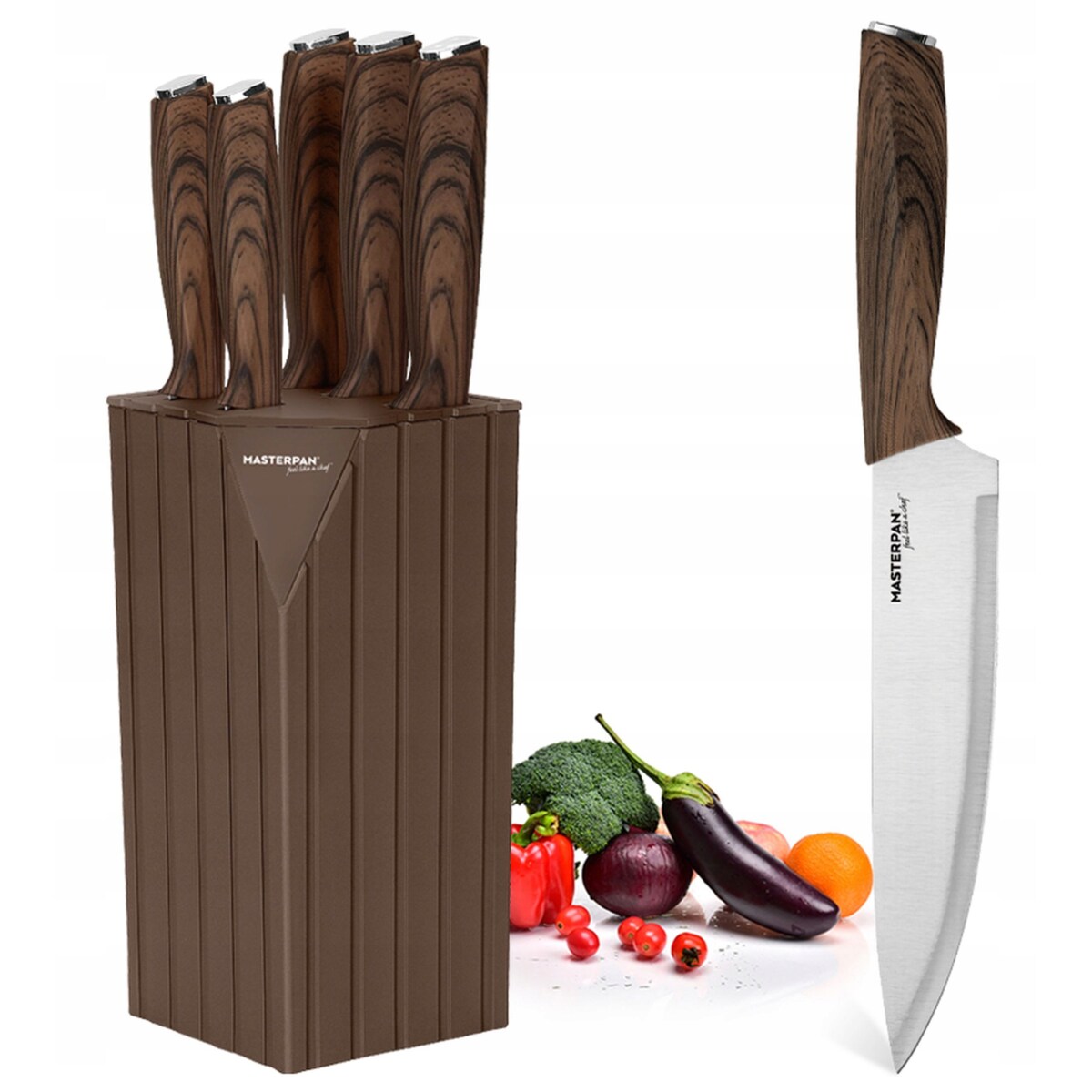 Zestaw Komplet Noży Kuchennych W Bloku 6 El. Ostre Premium