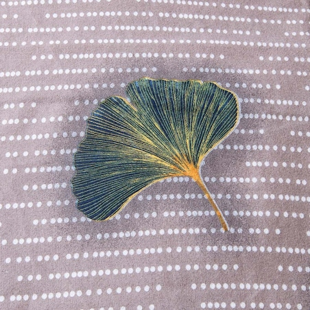 Pościel flanelowa 160x200 Solenne Dark szara, liście miłorzębu, Flanelove