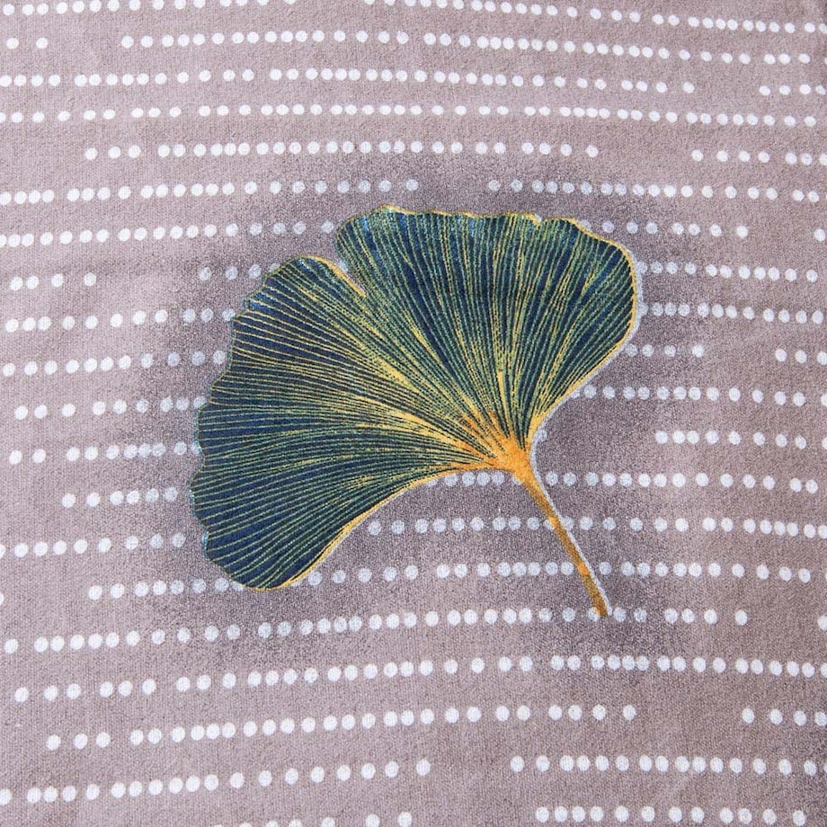 Pościel flanelowa 160x200 Solenne Dark szara, liście miłorzębu, Flanelove