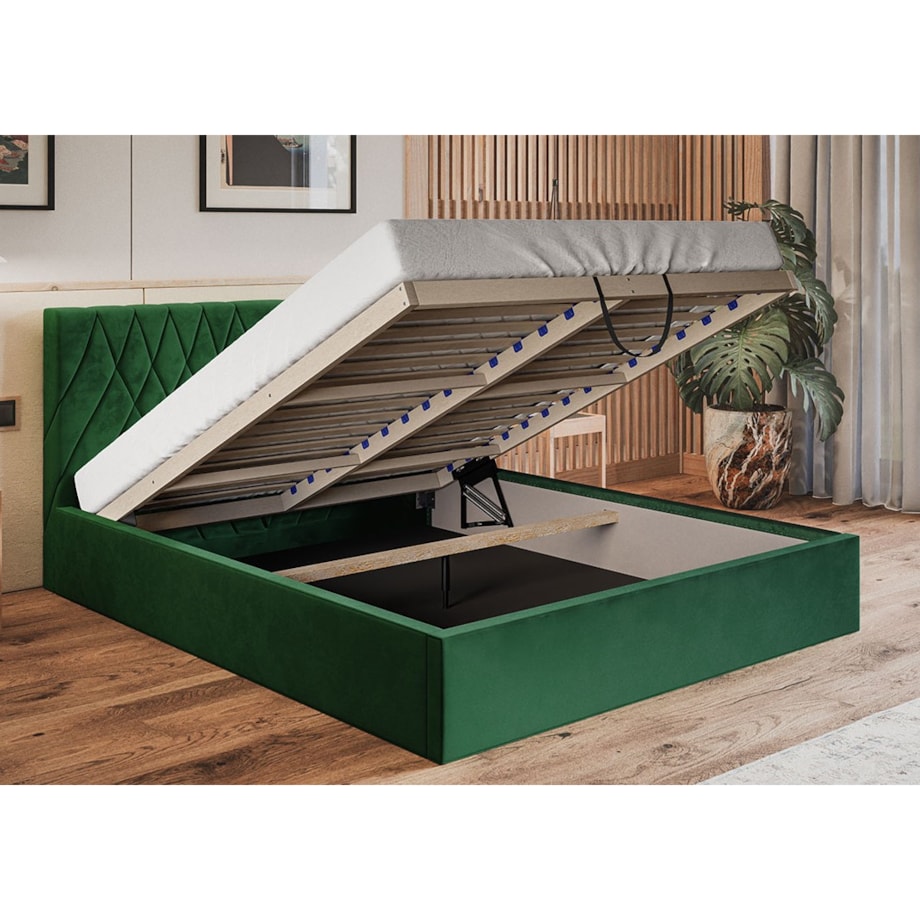 Łóżko sypialniane 160x200 OLDO 5 tapicerowane, tkanina hydrofobowa- granat