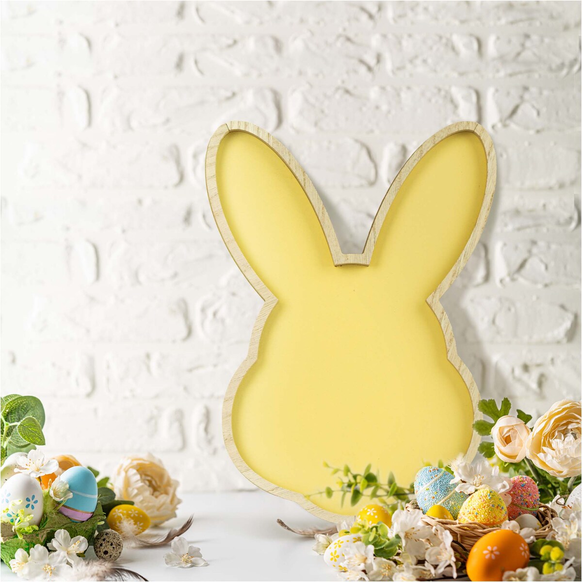 Podstawka Wielkanocna Tacka Zając Królik Dekoracja Żółty 30,5X21,5 Cm