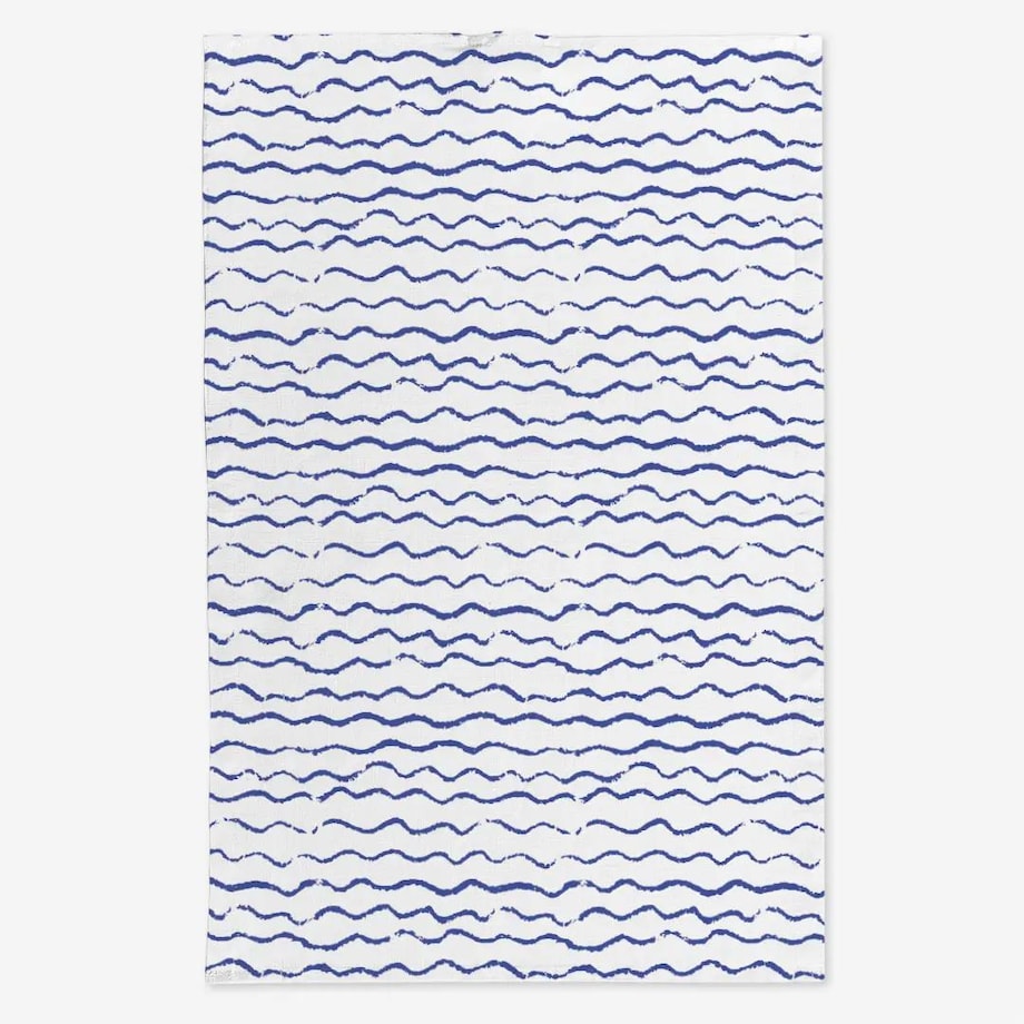 Lniany ręcznik kuchenny - morskie fale