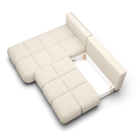 Pikowany Narożnik MILA rozkładany bez boczków lewy śmietankowy