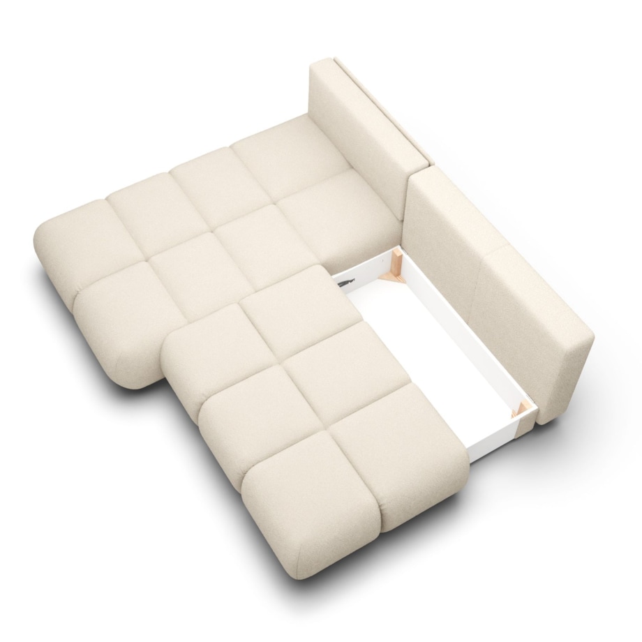 Pikowany Narożnik MILA rozkładany bez boczków lewy śmietankowy