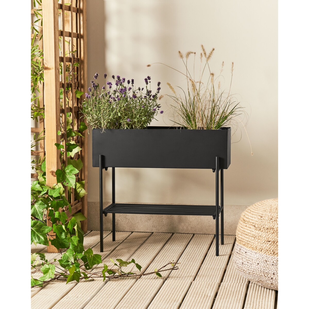 Donica na nóżkach VINCA 70 cm Metal Czarny