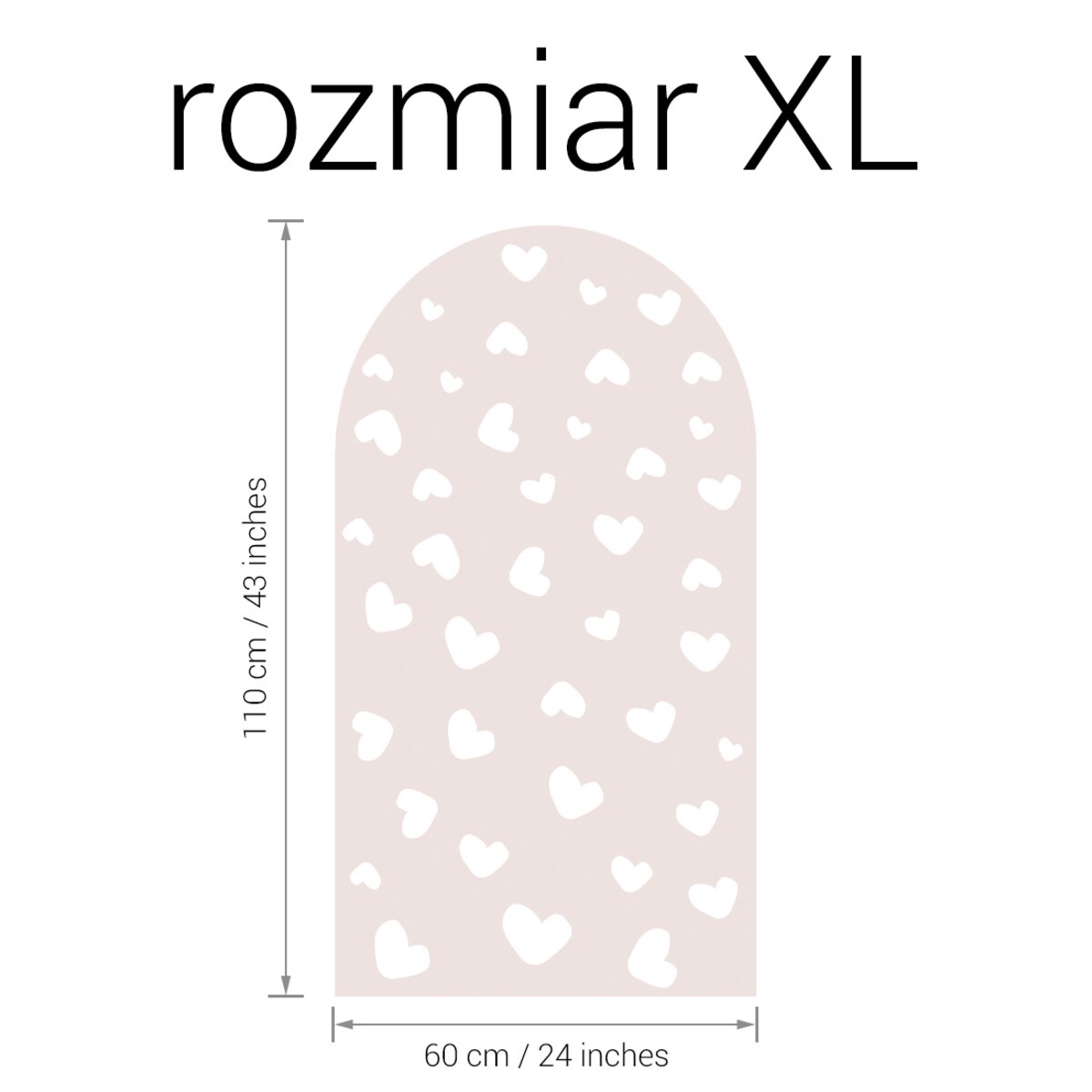 Naklejka na ścianę łuk brudny róż - serca XL