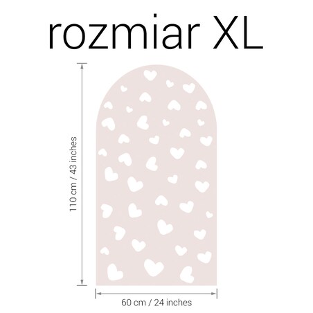 Naklejka na ścianę łuk brudny róż - serca XL